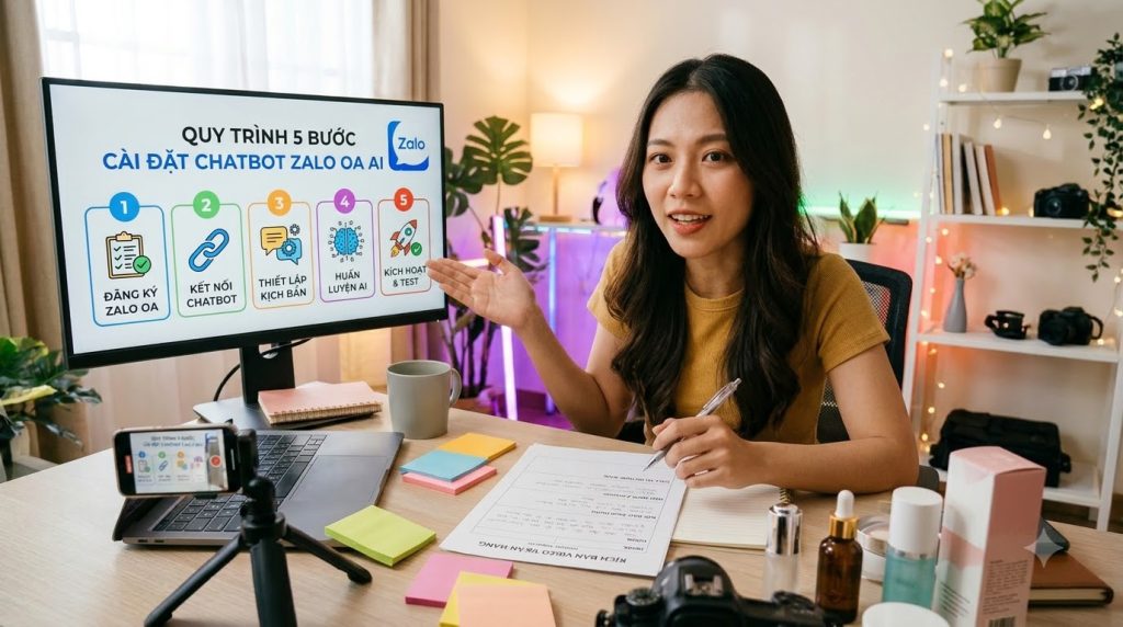 Quy trình 5 bước cài đặt chatbot AI Zalo OA chăm sóc khách hàng tự động