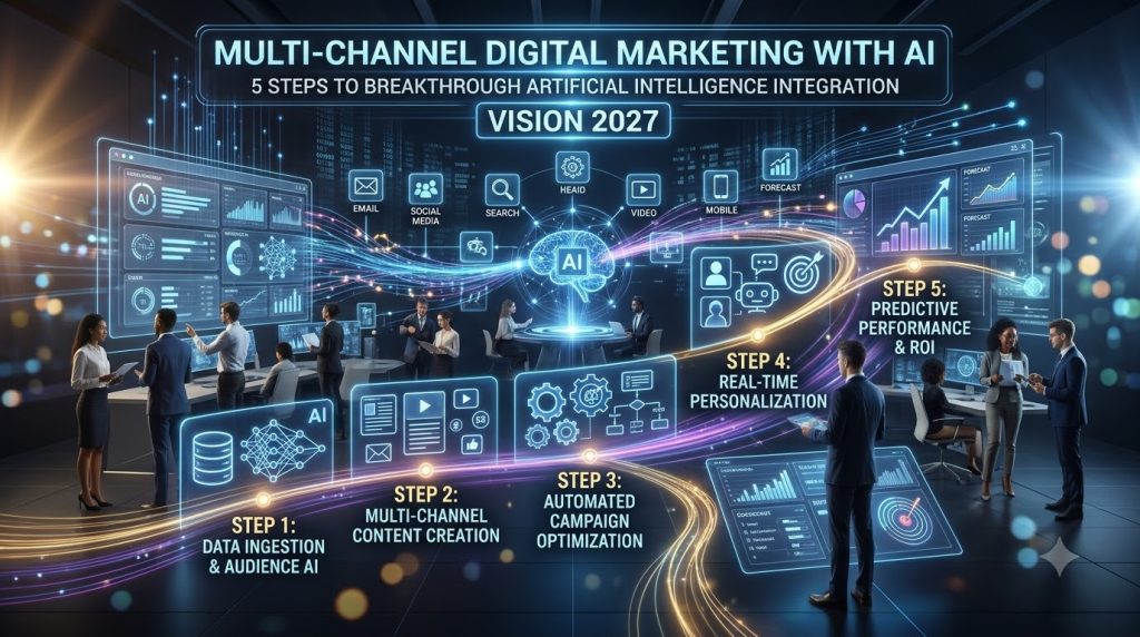 Digital Marketing đa kênh ứng dụng AI: 5 bước tích hợp trí tuệ nhân tạo đột phá 2027