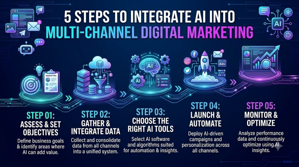 5 bước tích hợp trí tuệ nhân tạo vào chiến lược Digital Marketing đa kênh