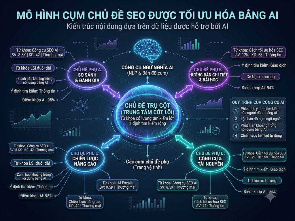 Mô hình nghiên cứu từ khóa bằng AI tối ưu Topic Cluster chuẩn SEO toàn diện