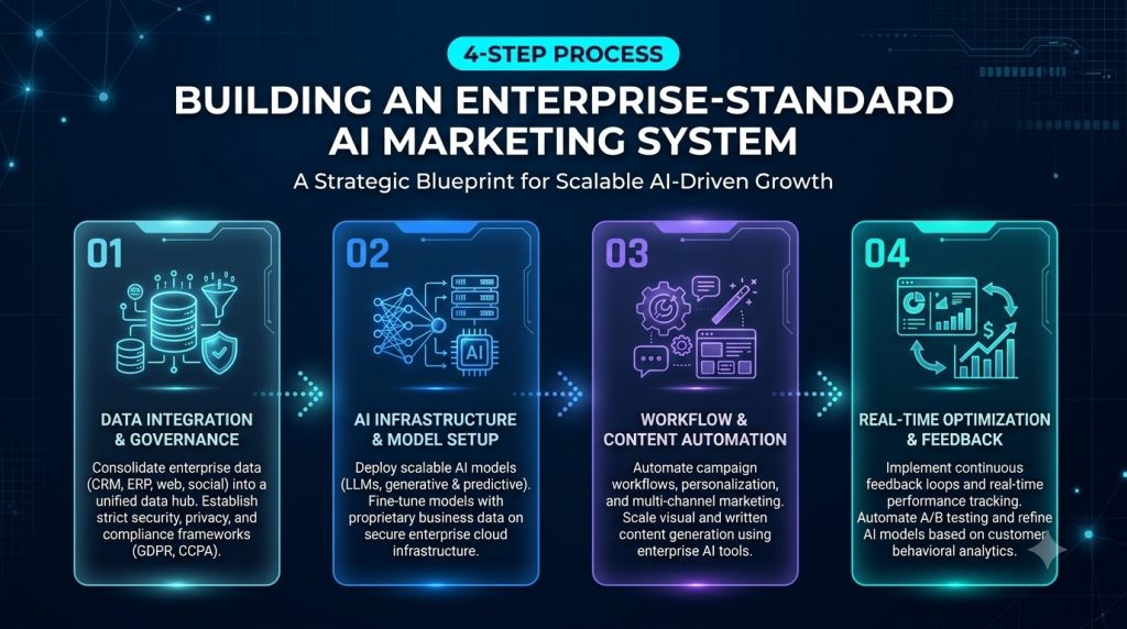 Quy trình 4 bước xây dựng hệ thống AI marketing chuẩn doanh nghiệp