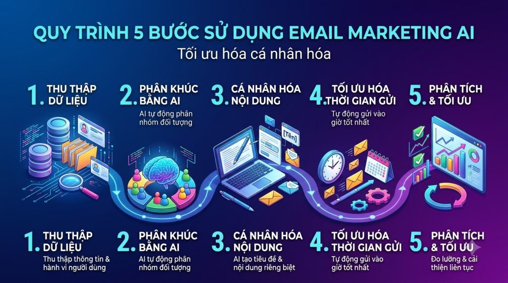 Quy trình 5 bước sử dụng Email Marketing AI Tools cá nhân hóa tối đa