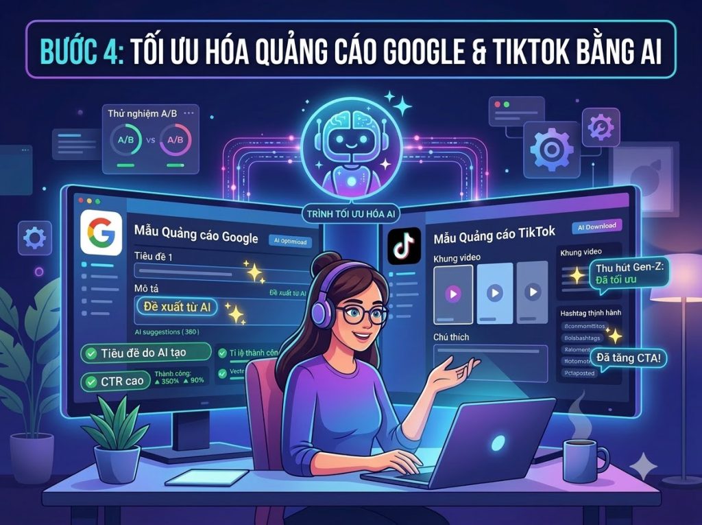 Tối ưu mẫu quảng cáo Google Ads bằng AI trong tuyệt chiêu viết mẫu quảng cáo bằng AI