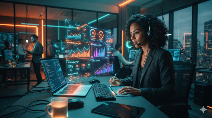 Chú thích ảnh (Alt text): Ứng dụng AI trong marketing với hệ thống 10 công cụ tăng doanh số tự động hóa.